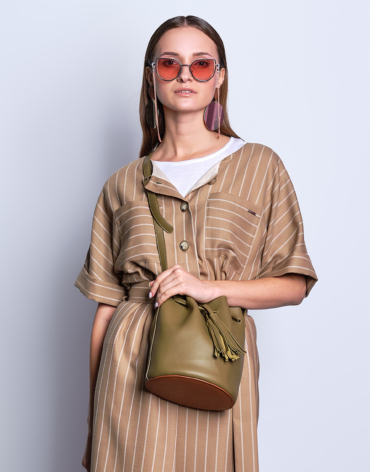 Pleated Mini Bucket Bag